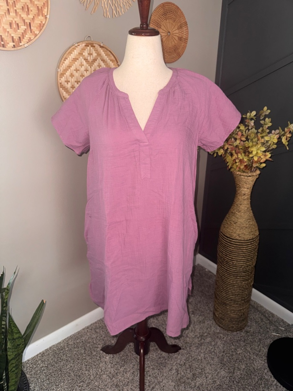 Universal Thread mauve summer lightweight flowy boho dress crinkly soft  breezy